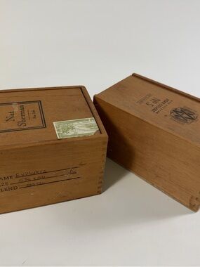 2 VINTAGE Premium Wooden Cigar Boxes